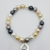 Shell Round Bead Stretch Bracelet with AA Charm