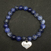 Sodalite Extra Round Bead Stretch Bracelet with Serenity Charm