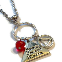 AA Triangle 'Serenity, Courage, Wisdom" Charm Necklace