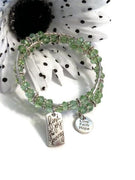 'Find Joy in the Journey' Green Crystal Wire Wrap Bracelet