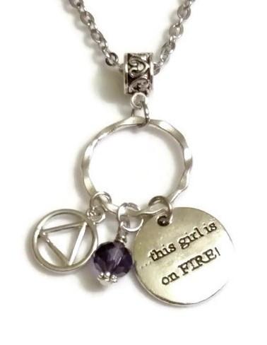 Girl on Fire Charm Holder AA Necklace
