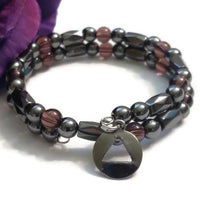 Hematite & Glass Bead Wire Wrap Bracelet