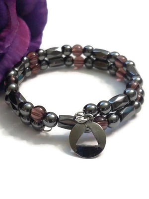 Hematite & Glass Bead Wire Wrap Bracelet