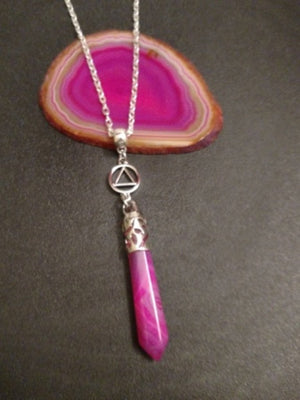 Hot Pink Agate Pendant AA Necklace