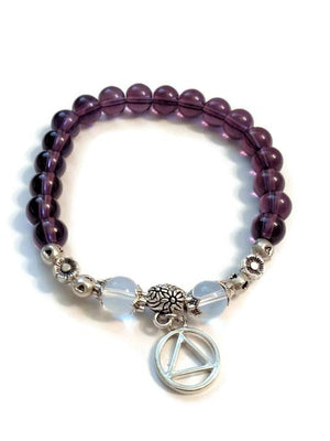Purple Glass Beaded AA Stretch Bracelet