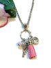 Tassel & Angel Wing Charm AA Necklace - Silver