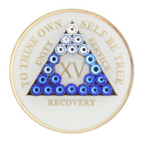 AA Medallion Glow in Dark with Transition Blue Bling Crystals