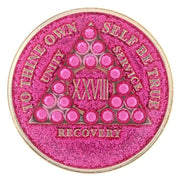 AA Medallion Glitter Pink with Pink Triangle Bling Crystals