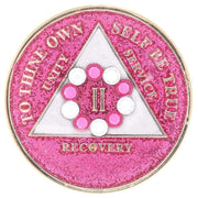 AA Medallion Glitter Pink with White and Pink Circle Bling Crystals