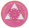 AA Medallion Glitter Pink with Pink Circle Bling Crystals