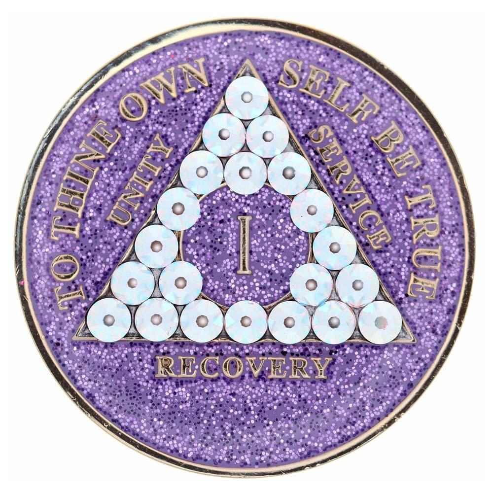 AA Medallion Glitter Lavender with AB White Triangle Bling Crystals