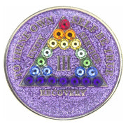 AA Medallion Glitter Lavender with Rainbow Triangle Bling Crystals