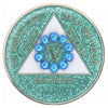 AA Medallion Glitter Turquoise with Turquoise Circle Bling Crystals