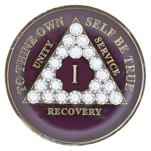 AA Medallion Purple with White Triangle Bling Crystals