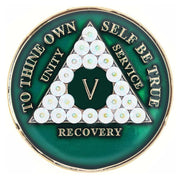 AA Medallion Green with AB White Triangle Bling Crystals