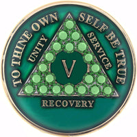 AA Medallion Green with Green Triangle Bling Crystals