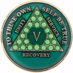 AA Medallion Green with Green Triangle Bling Crystals
