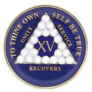 AA Medallion Blue Coin with AB White Triangle Bling Crystals
