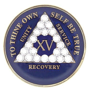 AA Medallion Blue Coin with White Triangle Bling Crystals