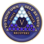 AA Medallion Blue Coin with Blue Transition Bling Crystals