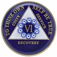 AA Medallion Blue Coin with Blue Circle Bling Crystals