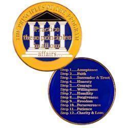 Principles Recovery Medallion, Yellow Blue Pillar Coin